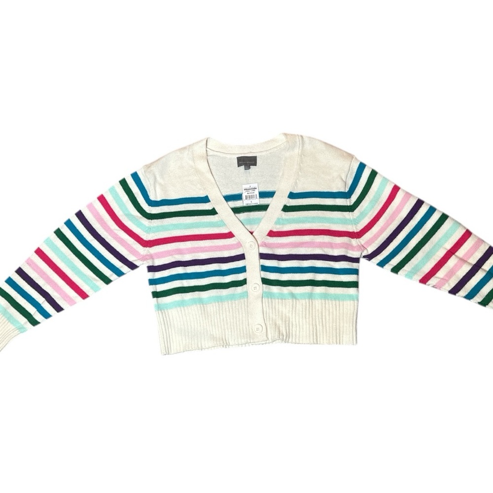 Requirements NWT Cream Multicolor Striped Cardigan - Picture 7 of 10